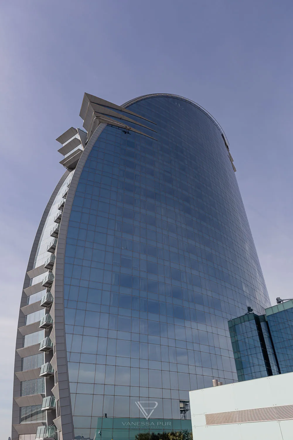 Review and experience at W Barcelona Hotel Spain on the beach that looks like a sail. 26 floors by the sea, luxury suites, restaurants,